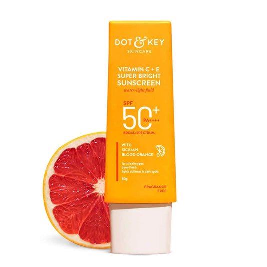 Dot & Key Vitamin C + E Super Bright Sunscreen SPF 50 – 80g | Lightweight, No White Cast | Broad Spectrum + Blue Light Protection | Glowing, Even-Toned Skin
