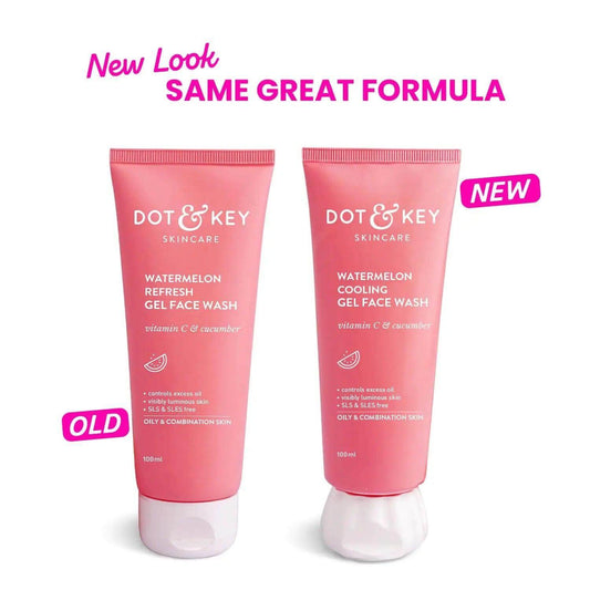 Dot & Key Watermelon Cooling Gel Face Wash – 100ml | Vitamin C & Cucumber | Oil-Free Cleanser for Oily & Combination Skin | Removes Dirt, Brightens Skin