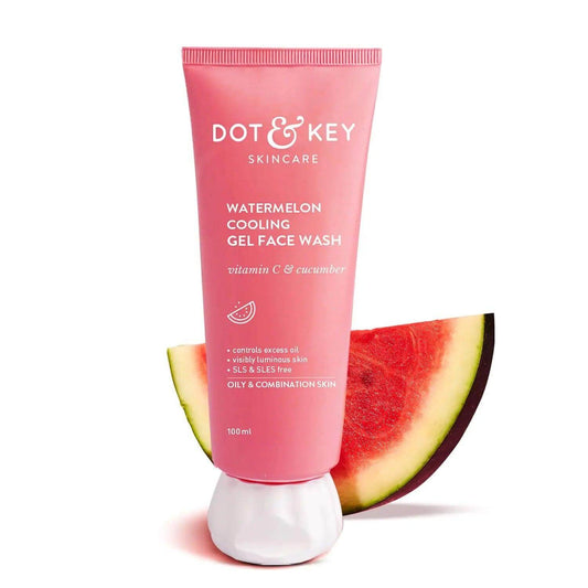 Dot & Key Watermelon Cooling Gel Face Wash – 100ml | Vitamin C & Cucumber | Oil-Free Cleanser for Oily & Combination Skin | Removes Dirt, Brightens Skin