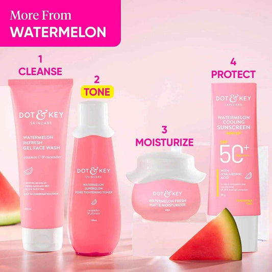 Dot & Key Watermelon SuperGlow Face Toner – 150ml | Glycolic Acid & Watermelon | Pore Tightening & Skin Brightening | Alcohol-Free | For All Skin Types