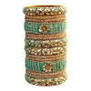 Elegant Green & Gold Embellished Bangles Set – Perfect for All Occasions