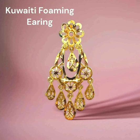 Elegant Kuwaiti Foaming Gold-Plated Dangle Earring