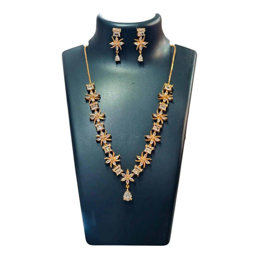 Elegant Ross Gold Necklace Set with Matching Earrings – Luxury Gold Jewelry for Women
