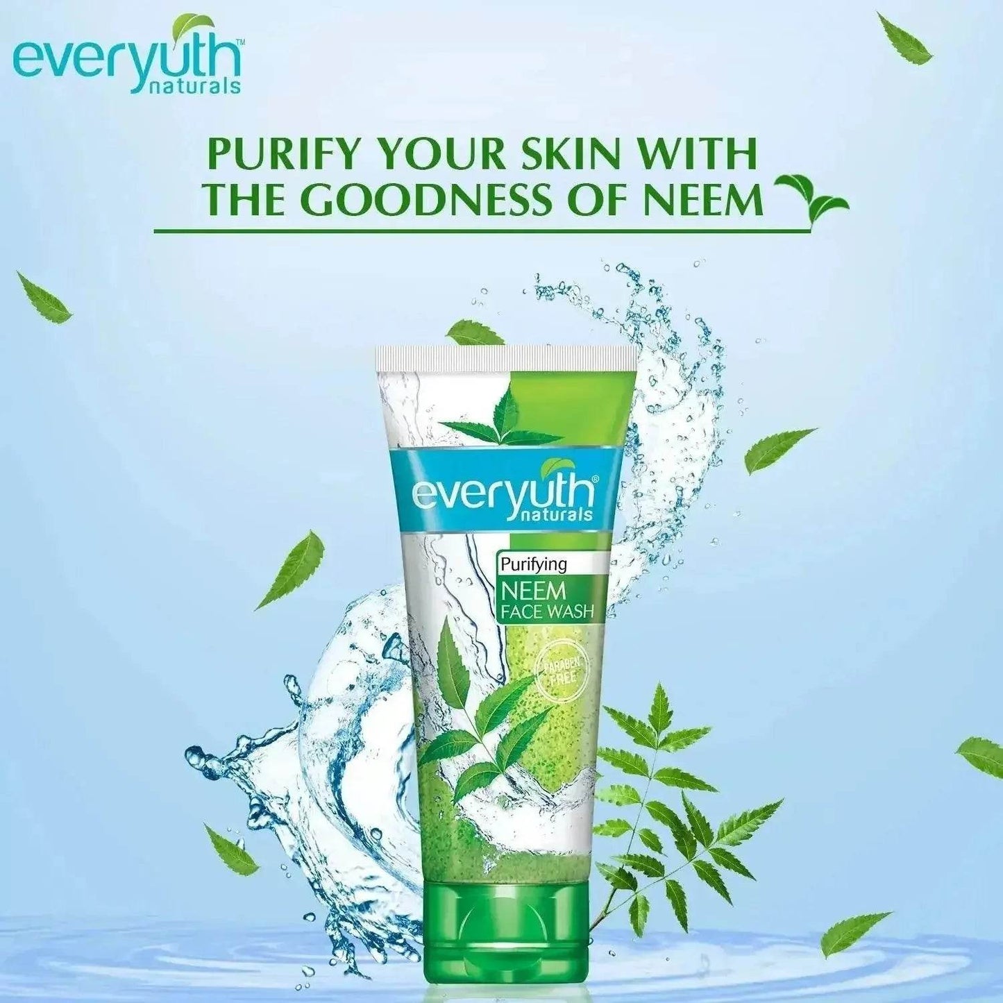 everyuth naturals exfoliating walnut scrub (50g) & neem face wash (50g) | deep cleansing & clear skin