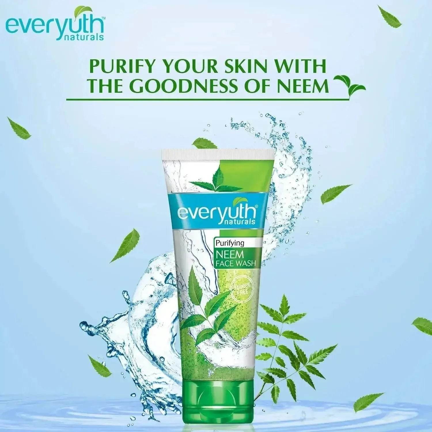 Everyuth Naturals Exfoliating Walnut Scrub (50g) & Neem Face Wash (50g) | Deep Cleansing & Clear Skin