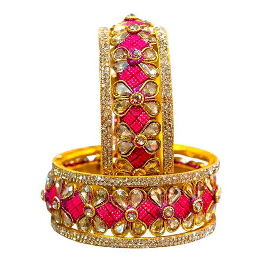 Exquisite Green Designer Bangles with Stonework – Elegant Floral Design for Special Occasions