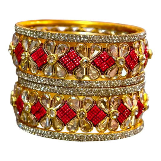 Exquisite Green Designer Bangles with Stonework – Elegant Floral Design for Special Occasions