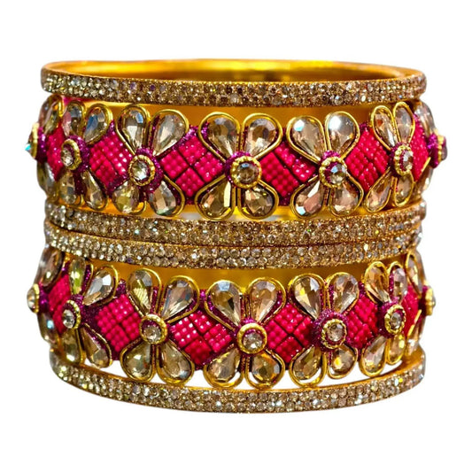Exquisite Green Designer Bangles with Stonework – Elegant Floral Design for Special Occasions