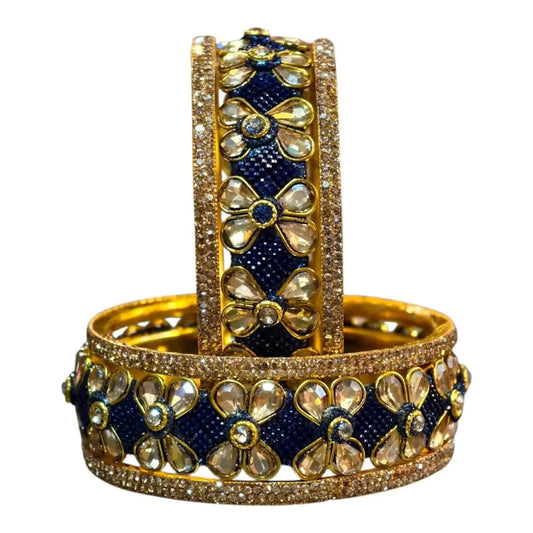Exquisite Green Designer Bangles with Stonework – Elegant Floral Design for Special Occasions
