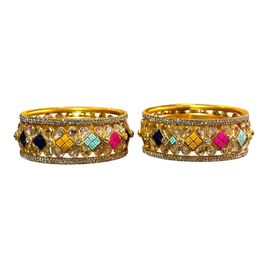 Exquisite Green Designer Bangles with Stonework – Elegant Floral Design for Special Occasions