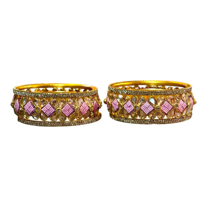 Exquisite Green Designer Bangles with Stonework – Elegant Floral Design for Special Occasions
