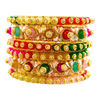 Handcrafted Multicolor Stone and Crystal Bangles Set - Traditional Indian Bridal Jewelry