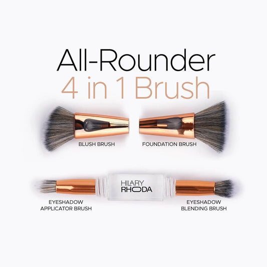 Hilary Rhoda 4-in-1 Makeup Brush Set – Foundation, Blush & Eyeshadow Brushes