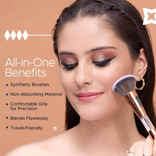 Hilary Rhoda 4-in-1 Makeup Brush Set – Foundation, Blush & Eyeshadow Brushes