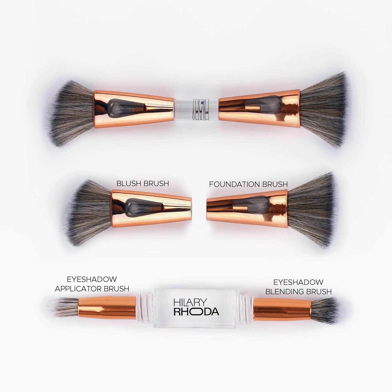 Hilary Rhoda 4-in-1 Makeup Brush Set – Foundation, Blush & Eyeshadow Brushes