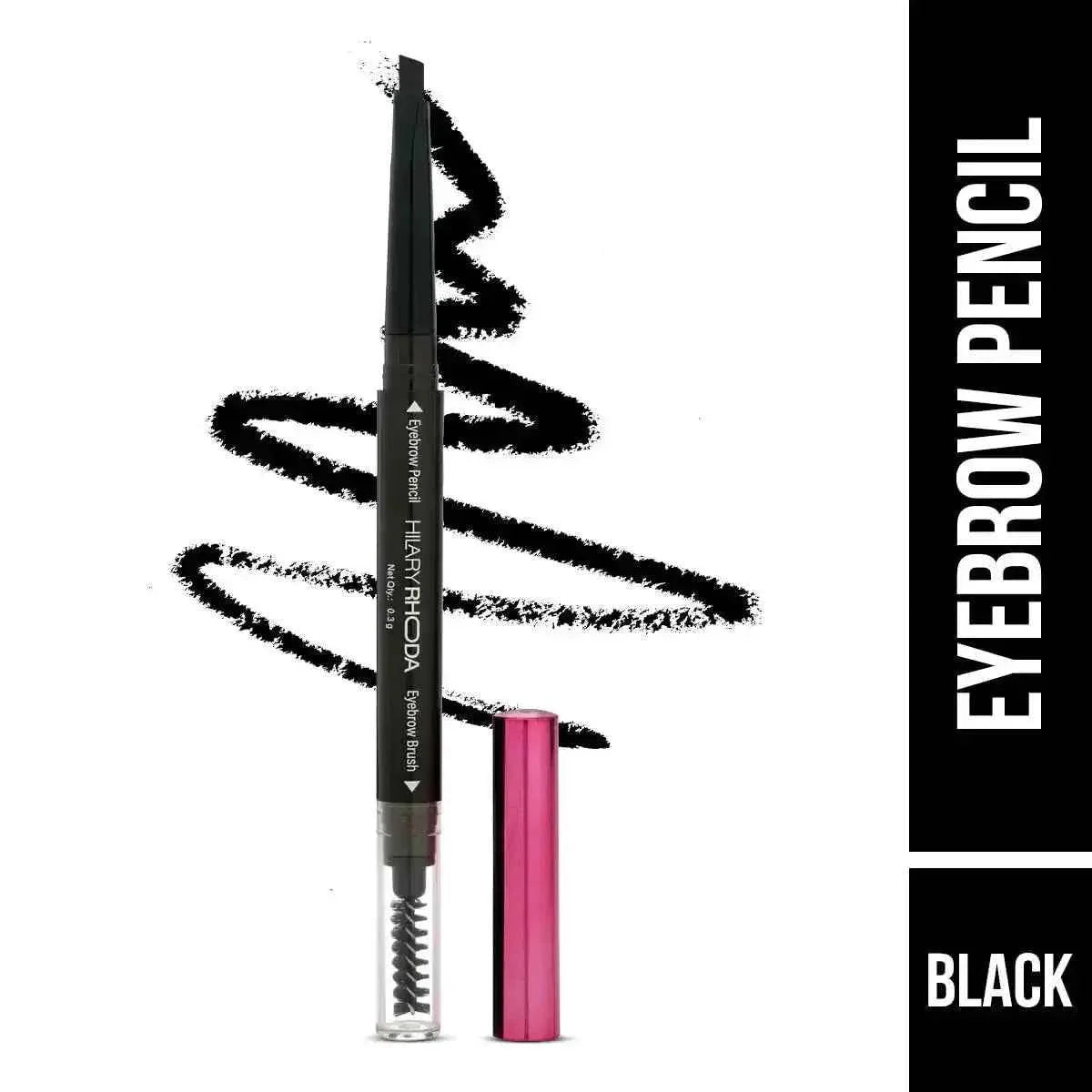 Hilary Rhoda Brow Artist Eyebrow Pencil – Dual-Ended, Smudge-Proof, Long-Lasting, Natural Finish, 0.3g (Black - Shade 01) - Gehnasale