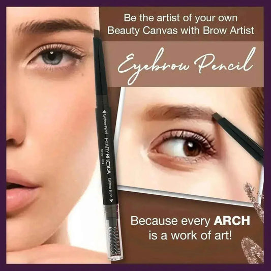Hilary Rhoda Brow Artist Eyebrow Pencil – Dual-Ended, Smudge-Proof, Long-Lasting, Natural Finish, 0.3g (Black - Shade 01) - Gehnasale