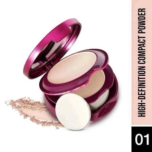 Hilary Rhoda HD High-Definition Pressed Powder - 2-in-1 Compact, Shimmery & Matte Finish, Oil Control, 18g (My Ivory - Shade 01) - Gehnasale