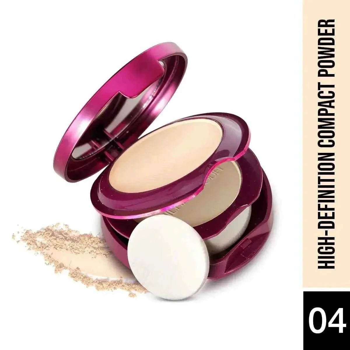 hilary rhoda hd high-definition pressed powder - 2-in-1 compact, shimmery & matte finish, oil control, 18g (sand - shade 04)