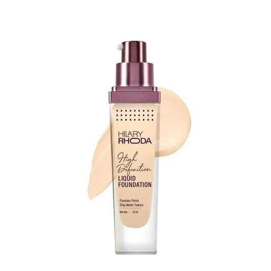 Hilary Rhoda High Definition Foundation - Full Coverage, Matte Finish, Hides Pores & Blemishes, 33ml (Rose Blush | Shade 02)