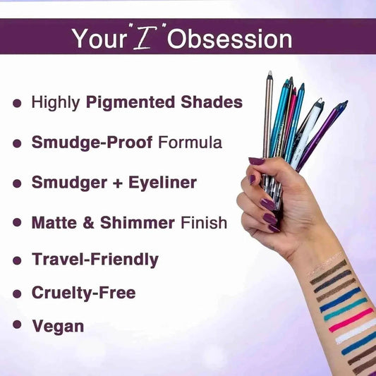 Hilary Rhoda Play n Blend Gel Eyeliner | One Stroke Application | Highly Pigmented, Matte & Shimmer Finish | 2-in-1 Smudger + Eyeliner (Black, Shade 03) 1.5g