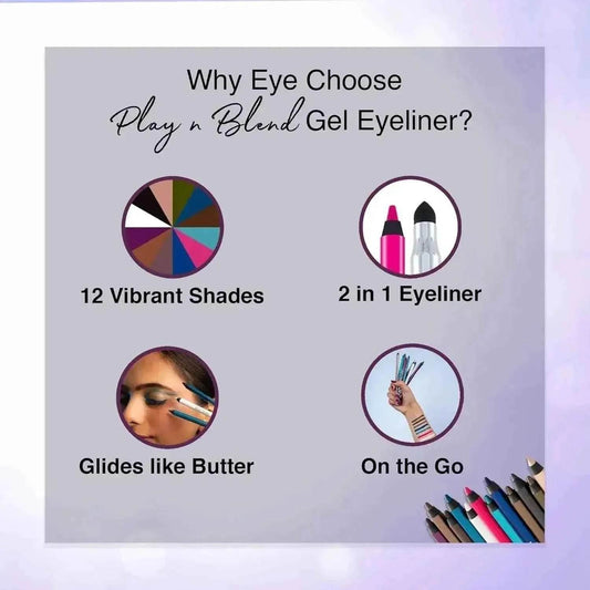 Hilary Rhoda Play n Blend Gel Eyeliner | One Stroke Application | Highly Pigmented, Matte & Shimmer Finish | 2-in-1 Smudger + Eyeliner (Dark Blue Topaz, Shade 05) 1.5g