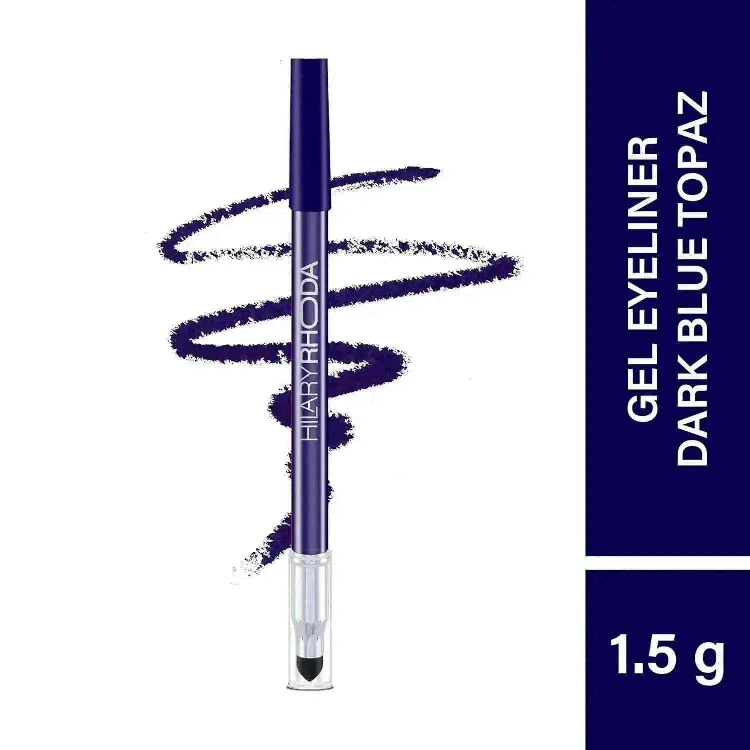 Hilary Rhoda Play n Blend Gel Eyeliner | One Stroke Application | Highly Pigmented, Matte & Shimmer Finish | 2-in-1 Smudger + Eyeliner (Dark Blue Topaz, Shade 05) 1.5g