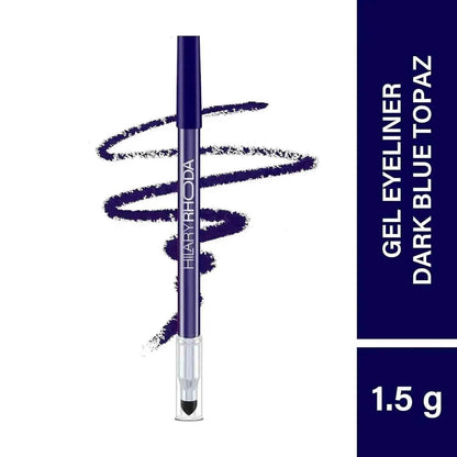 Hilary Rhoda Play n Blend Gel Eyeliner | One Stroke Application | Highly Pigmented, Matte & Shimmer Finish | 2-in-1 Smudger + Eyeliner (Dark Blue Topaz, Shade 05) 1.5g