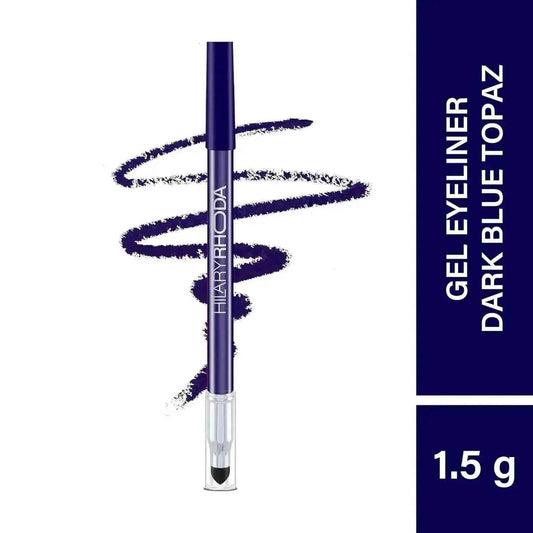 Hilary Rhoda Play n Blend Gel Eyeliner | One Stroke Application | Highly Pigmented, Matte & Shimmer Finish | 2-in-1 Smudger + Eyeliner (Dark Blue Topaz, Shade 05) 1.5g