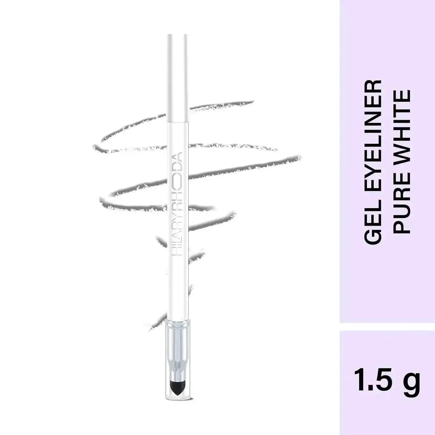 Hilary Rhoda Play n Blend Gel Eyeliner | One Stroke Application | Highly Pigmented, Matte & Shimmer Finish | 2-in-1 Smudger + Eyeliner (Pure White, Shade 08) 1.5g