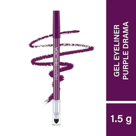 Hilary Rhoda Play n Blend Gel Eyeliner | One Stroke Application | Highly Pigmented, Matte & Shimmer Finish | 2-in-1 Smudger + Eyeliner (Purple Drama, Shade 12) 1.5g