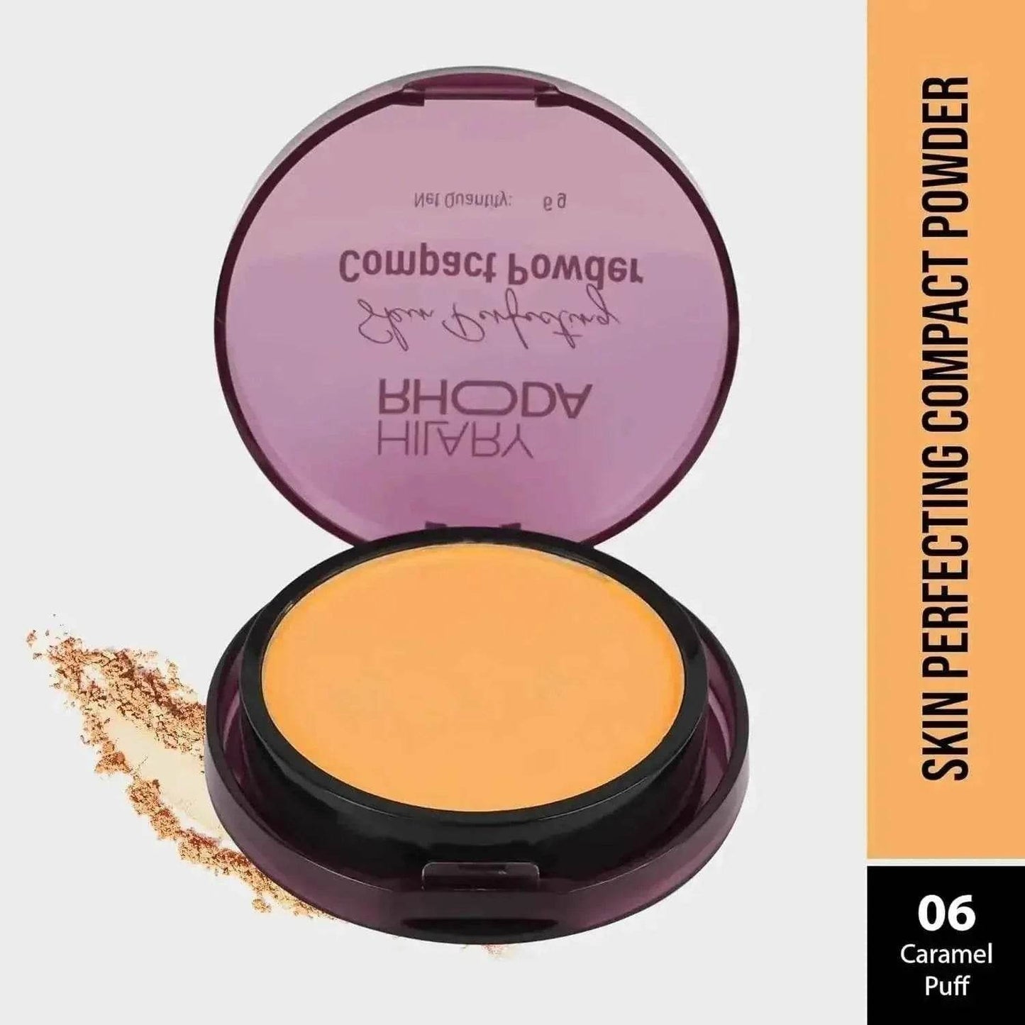 hilary rhoda skin perfecting compact powder - caramel puff (shade 06) | oil control & matte finish | buildable coverage | easily blendable | 6g