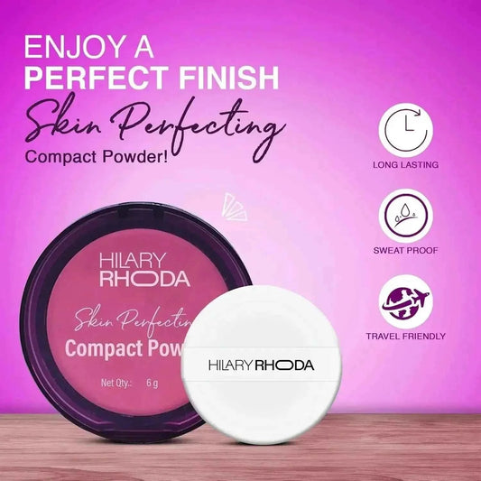 Hilary Rhoda Skin Perfecting Compact Powder - Caramel Puff (Shade 06) | Oil Control & Matte Finish | Buildable Coverage | Easily Blendable | 6g - Gehnasale