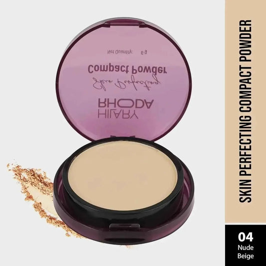Hilary Rhoda Skin Perfecting Compact Powder - Nude Beige (Shade 04) | Oil Control & Matte Finish | Buildable Coverage | 6g - Gehnasale