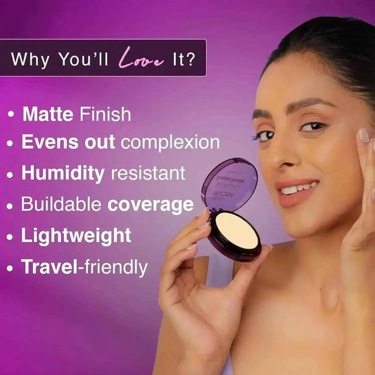 Hilary Rhoda Skin Perfecting Compact Powder - Vanilla Creme (Shade 01) | Oil Control & Matte Finish | Buildable Coverage | 6g - Gehnasale