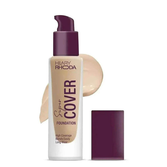 Hilary Rhoda Super Cover Foundation - High Coverage, Waterproof, 24-Hour Stay, Matte Finish, 30g (Nude Beige | Shade 03)