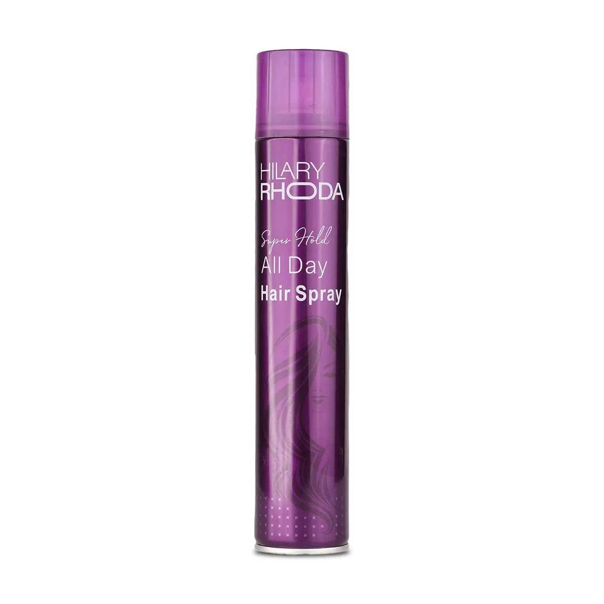 hillary rhoda super hold hair spray | ultra strong all day hold | no residue, sweat-proof | 420ml