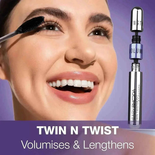 Hilary Rhoda Twin Twister Mascara | Volumizes & Lengthens | Waterproof, Smudge-Proof, Clump-Free | Enhances Curl | Highly Pigmented (12ml)