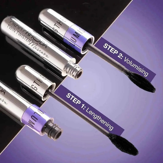 Hilary Rhoda Twin Twister Mascara | Volumizes & Lengthens | Waterproof, Smudge-Proof, Clump-Free | Enhances Curl | Highly Pigmented (12ml) - Gehnasale