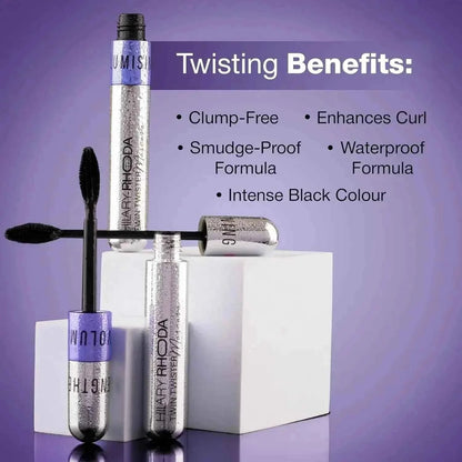 Hilary Rhoda Twin Twister Mascara | Volumizes & Lengthens | Waterproof, Smudge-Proof, Clump-Free | Enhances Curl | Highly Pigmented (12ml) - Gehnasale