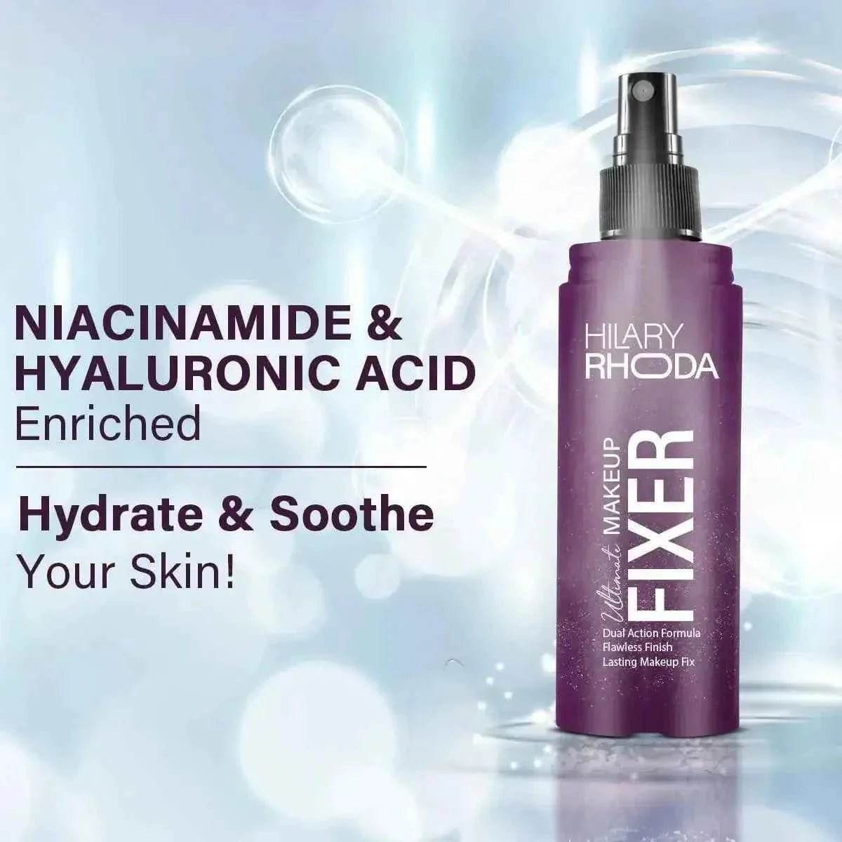 hilary rhoda ultimate makeup fixer - niacinamide & hyaluronic acid infused, hydrates & refreshes, dual action setting spray, 100ml