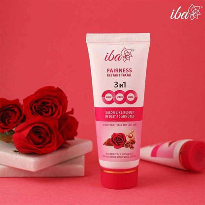 Iba 3-in-1 Face Wash, Scrub & Mask – Instant Fairness Facial with Rose, Multani Mitti & Walnut (100g) | Tan Removal, Glow Boost | Halal & Vegan