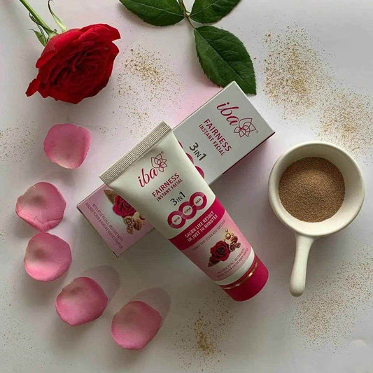 Iba 3-in-1 Face Wash, Scrub & Mask – Instant Fairness Facial with Rose, Multani Mitti & Walnut (100g) | Tan Removal, Glow Boost | Halal & Vegan