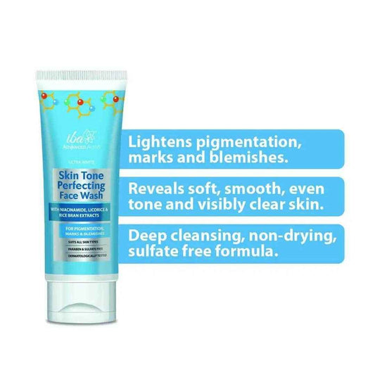 Iba Advanced Activs Ultra White Face Wash – Skin Tone Perfecting, High Foam Cleanser (100ml) | Paraben & Sulfate-Free | Halal Certified | Vegan