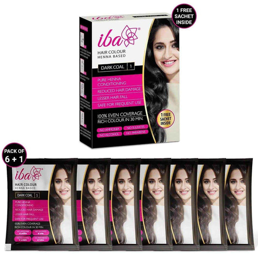 Iba Herbal Hair Colour for Women – Dark Coal Black Henna (70g) | 100% Natural Henna Powder | Long-Lasting, Ammonia-Free, Anti-Hair Fall Formula