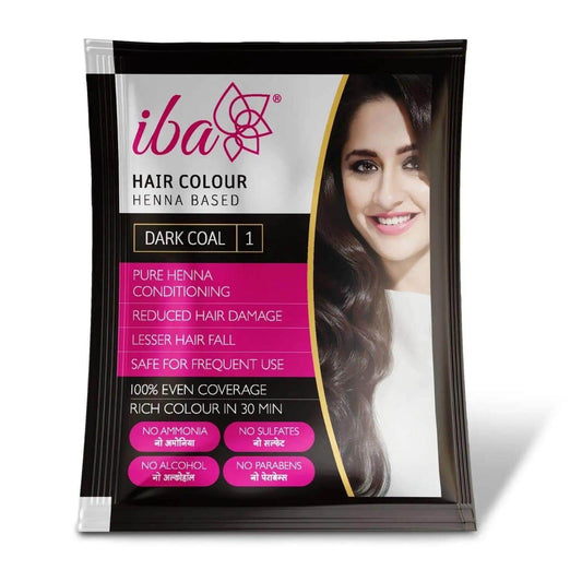Iba Herbal Hair Colour for Women – Dark Coal Black Henna (70g) | 100% Natural Henna Powder | Long-Lasting, Ammonia-Free, Anti-Hair Fall Formula