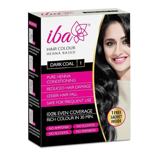 Iba Herbal Hair Colour for Women – Dark Coal Black Henna (70g) | 100% Natural Henna Powder | Long-Lasting, Ammonia-Free, Anti-Hair Fall Formula