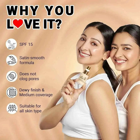Iba Pure Skin Liquid Foundation – Natural Beige (30ml) | Full Coverage | Oil-Free, Lightweight & Long Lasting | Dewy Finish with SPF 15 | Halal & Vegan