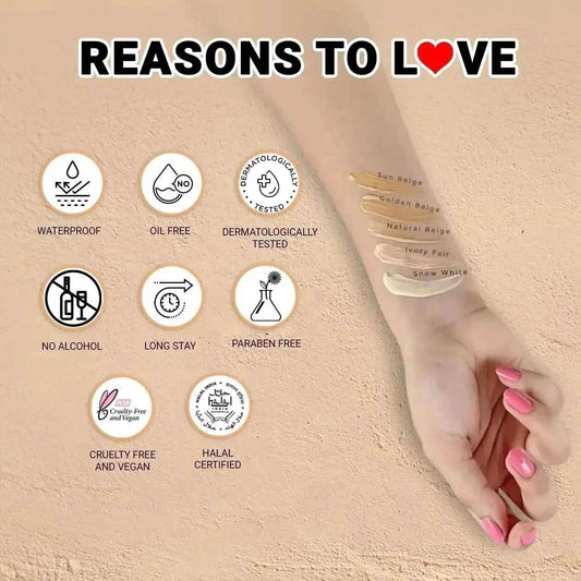 Iba Pure Skin Liquid Foundation – Sun Beige (30ml) | Full Coverage | Long Lasting, Oil-Free & Lightweight | Dewy Finish with SPF 15 | Halal & Vegan