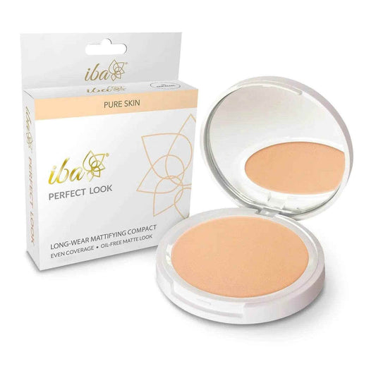 Iba Pure Skin Mattifying Compact – Fair Pearl (9g) | Oil-Free Matte Finish | Even Coverage & Long Wear | SPF 15 | Natural, Halal & Vegan Makeup